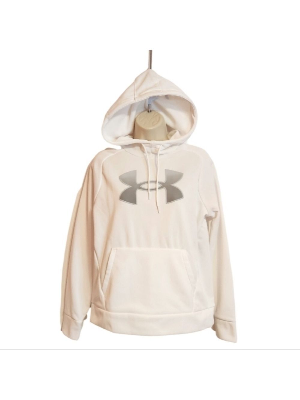 Under Armour White Grey Fleece Hoodie Small